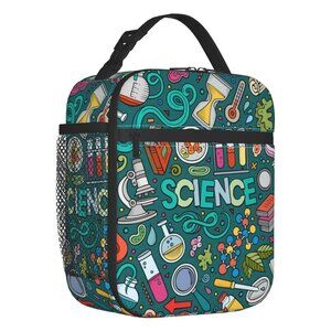Science All-Over Print Unique Insulated Lunch Bag Teacher STEM Education Bio NEW